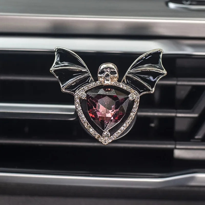 1pc Car Vent Clip Bat Skull Shape Rhinestone Decor Car Air Vent Clip Car Air Freshener