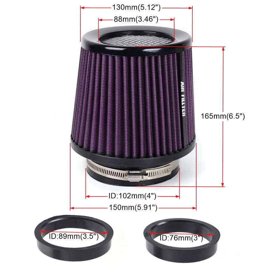 Intake Air Filter for-3" 3.5" 4" Universal Three Sizes Race Car High Flow Cold Air Intake Air Filter Conical Washable Air Filters