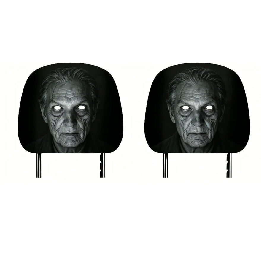 2-Piece Halloween Horror Face Car Headrest Covers – Universal Elastic Protective Sleeves
