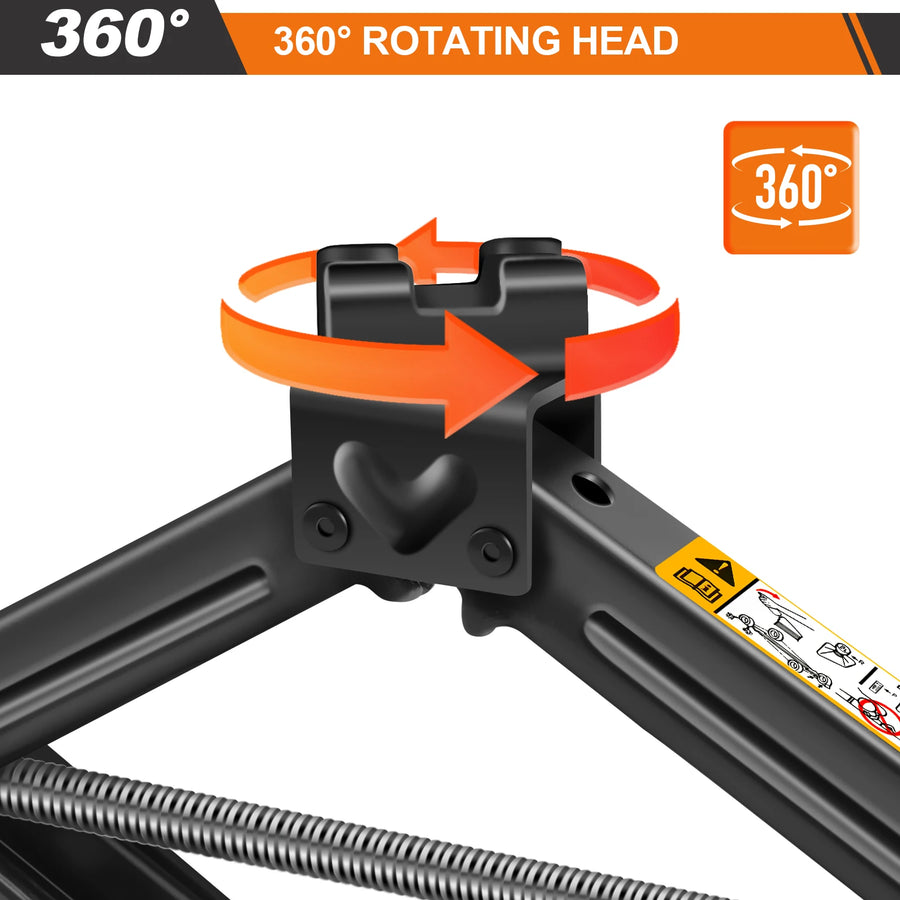 2-Ton Scissor Jack with Lug Wrench, 4.1-15.2 Inch Lift Range