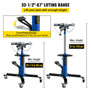 Hydraulic Telescopic Transmission Jack with Foot Pedal and Swivel Casters
