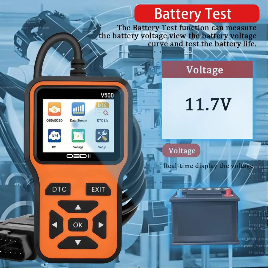 V500 OBD2 Code Reader with Vehicle Voltage and Charging Test