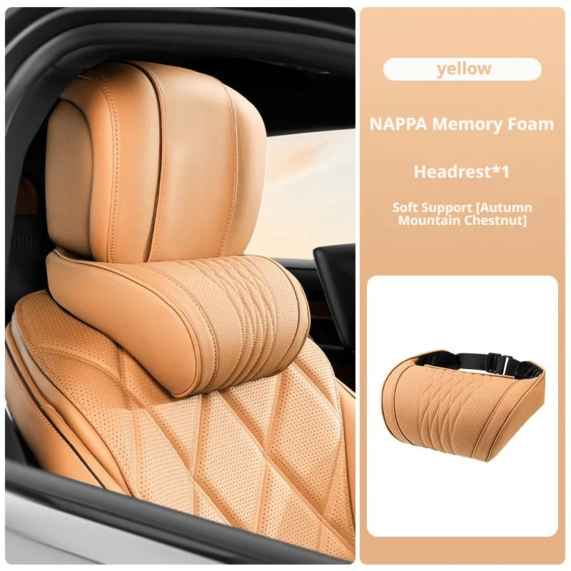 Nappa Leather Tesla Car Headrest and Lumbar Support Pillow