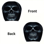 2-Piece Skull Portrait Car Headrest Covers – Universal Washable Seat Decor