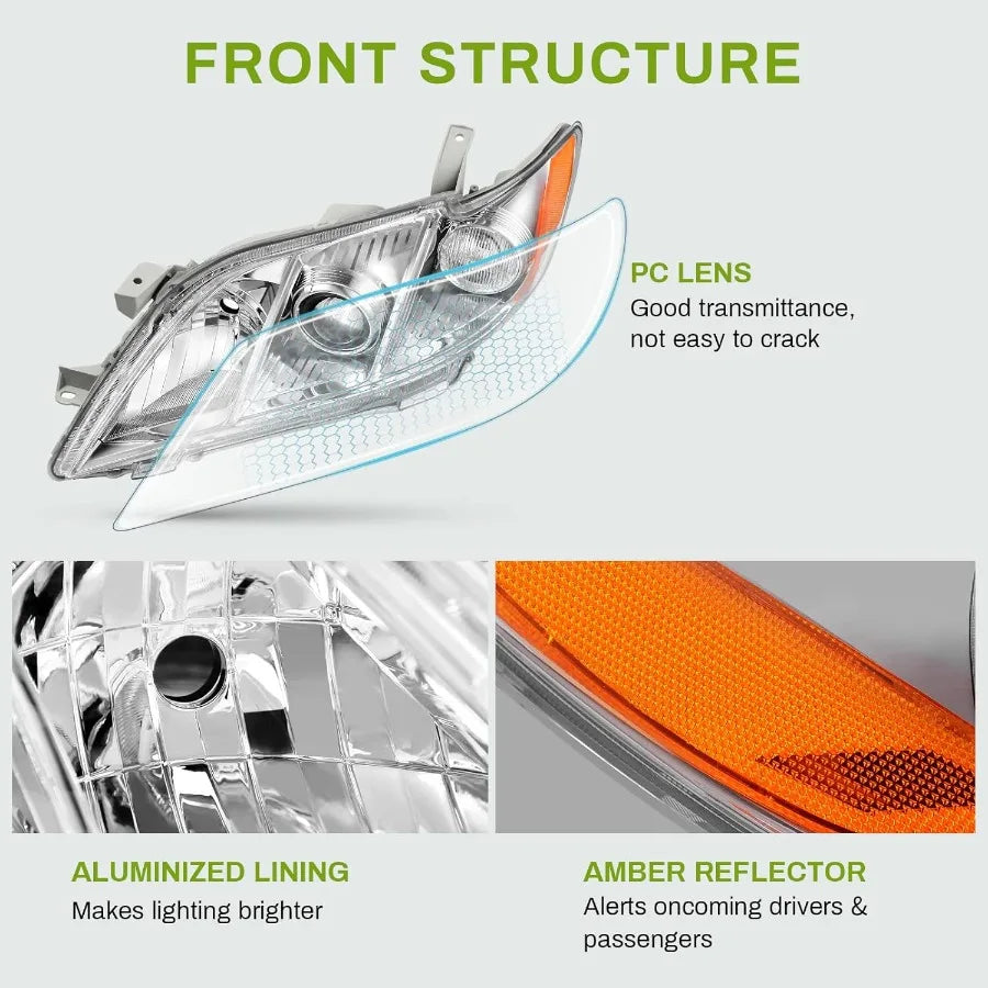 Projector Headlight Assembly Set for 2007–2009 Toyota Camry
