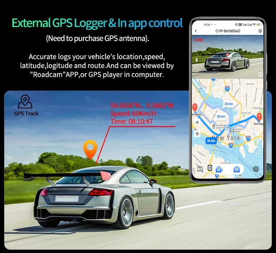 4K 3-Channel Dash Cam with GPS