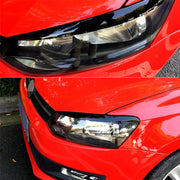 Gloss Black Headlight Eyebrow Trim Set for 2010–2017 Volkswagen Polo