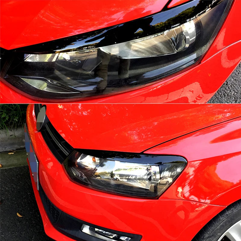 Gloss Black Headlight Eyebrow Trim Set for 2010–2017 Volkswagen Polo