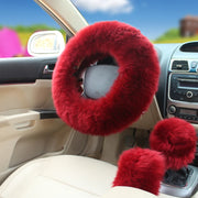 3-Piece Wool-Look Steering Wheel, Handbrake and Gear Shift Cover Set