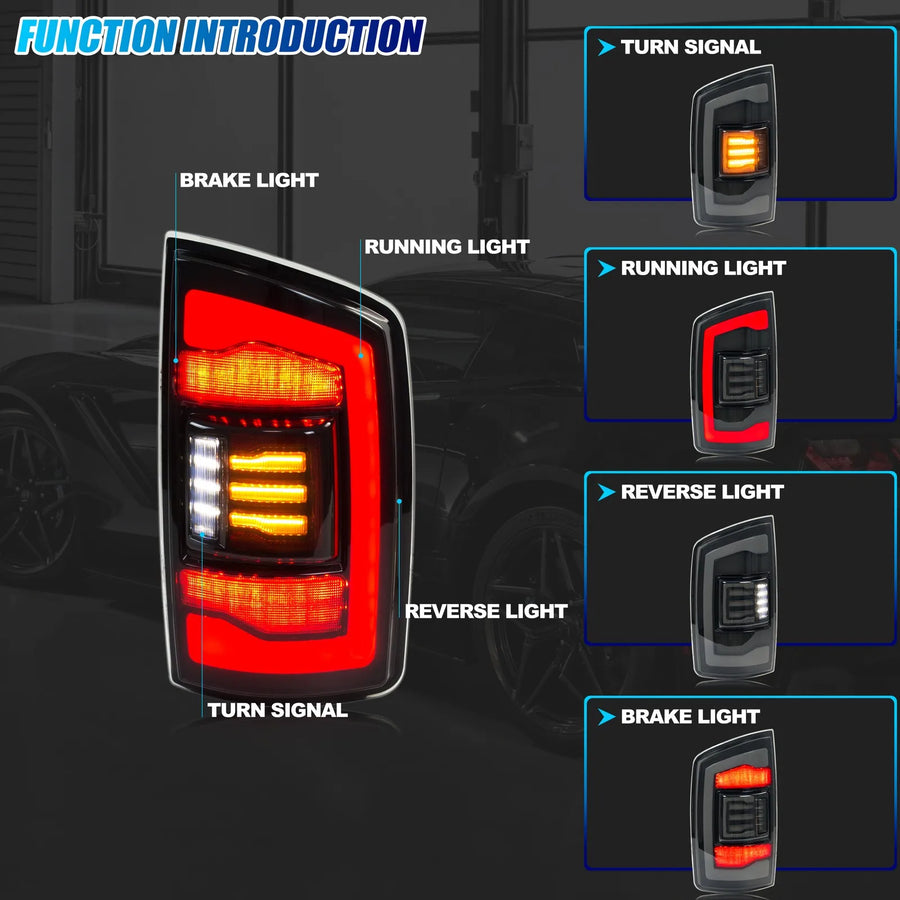Dodge Ram 1500/2500/3500 Sequential LED Tail Light Pair – 2002–2005