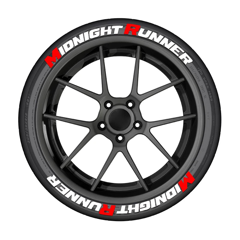 Midnight Runner Car Tire Decorative Sticker Pvc Waterproof Sectional Decal No Glue One Set for Four Tires