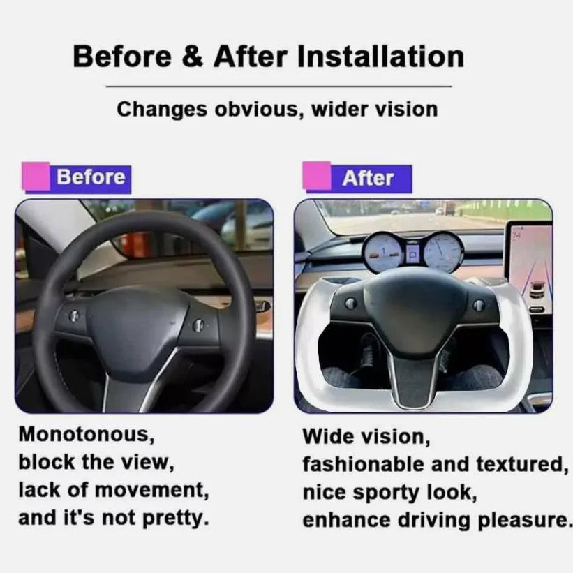 350 mm Heated Nappa-Leather Yoke Steering Wheel for Tesla Model S/X – 2014–2023
