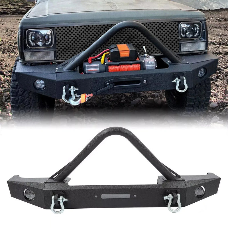 Front Stinger Bumper with Lights and Winch Plate for Jeep Cherokee XJ 1984-2001