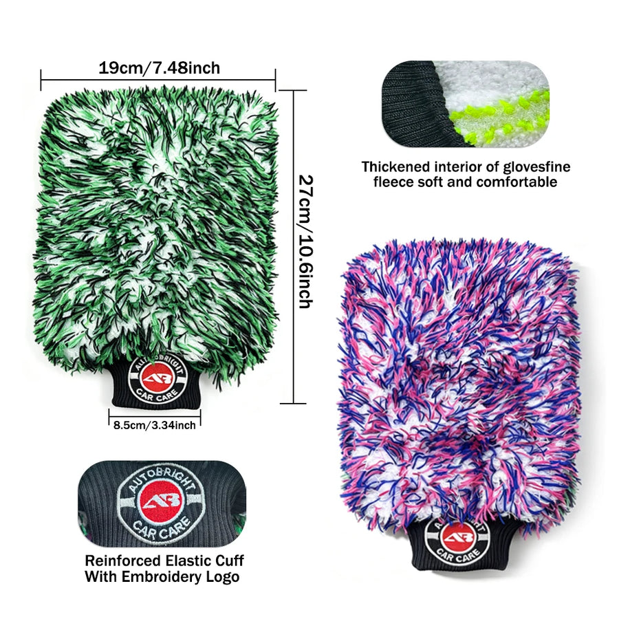 Oversized Plush Microfiber Car Wash Mitt with Wide Cuff