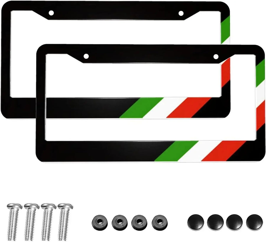 2-Piece Italian Flag Aluminum License Plate Frame Set