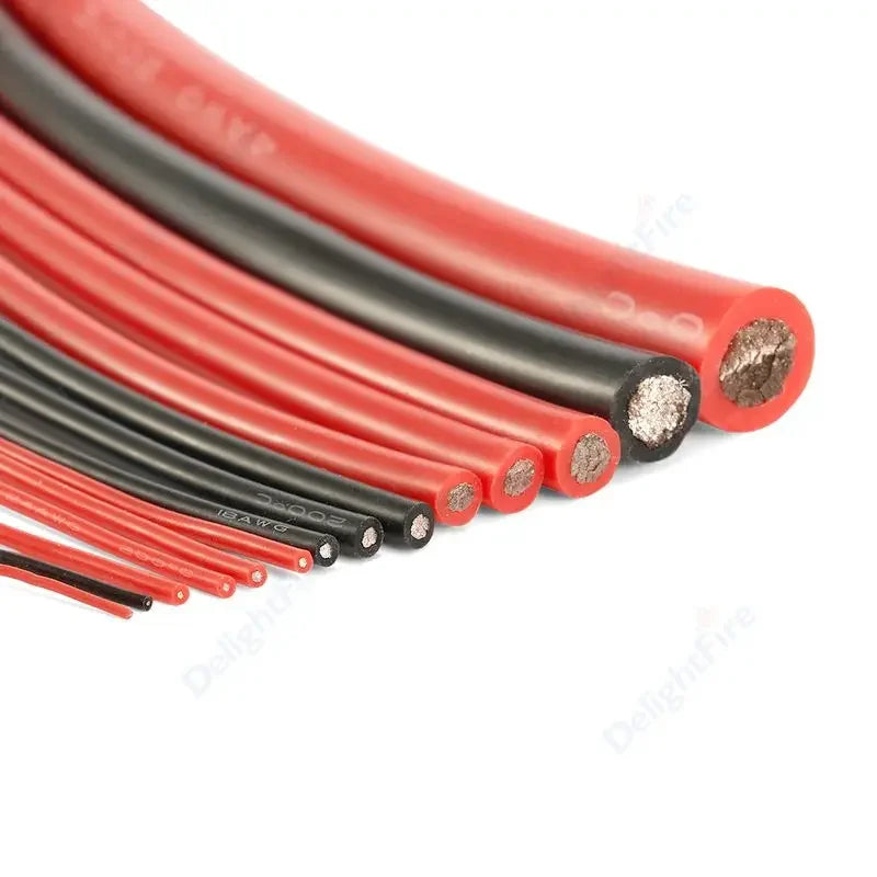 Heat-Resistant Silicone Battery Cable Wire - 4 AWG to 26 AWG