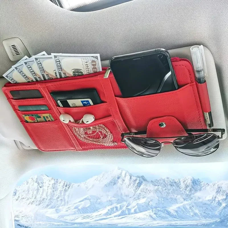 Sun Visor Organizer with Sunglasses & Card Pockets – 5 Colors