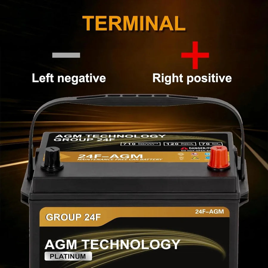 Group 24F 12V 70Ah AGM Automotive Battery - 710 CCA