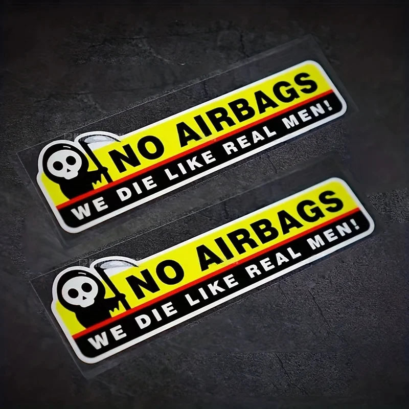 2-Piece “No Airbags, We Die Like Real Men” Car Decal Set