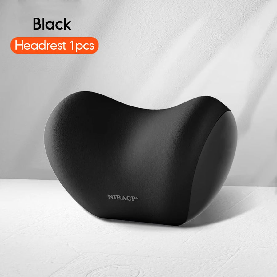 Universal Memory-Foam Car Neck Pillow and Lumbar Support Cushion Set