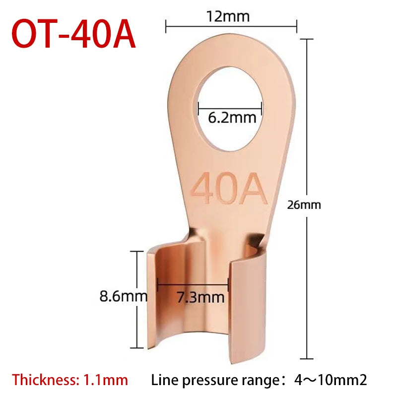 Copper Battery Cable Ring Lug Terminals - 10 or 50 Pieces