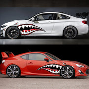 2-Piece Shark Mouth Cartoon Car Sticker Decal Set