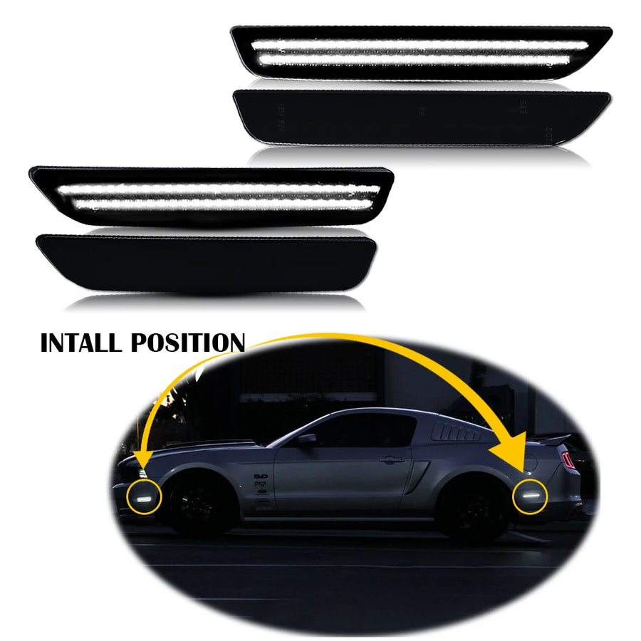 2-Piece LED Bumper Side Marker Lights for Ford Mustang 2010-2014