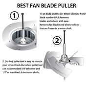 Steel Hub Fan Blade Blower Wheel Puller Remover Tool Kit for 5/8" Belt Drive and 1/2" Or Less Direct