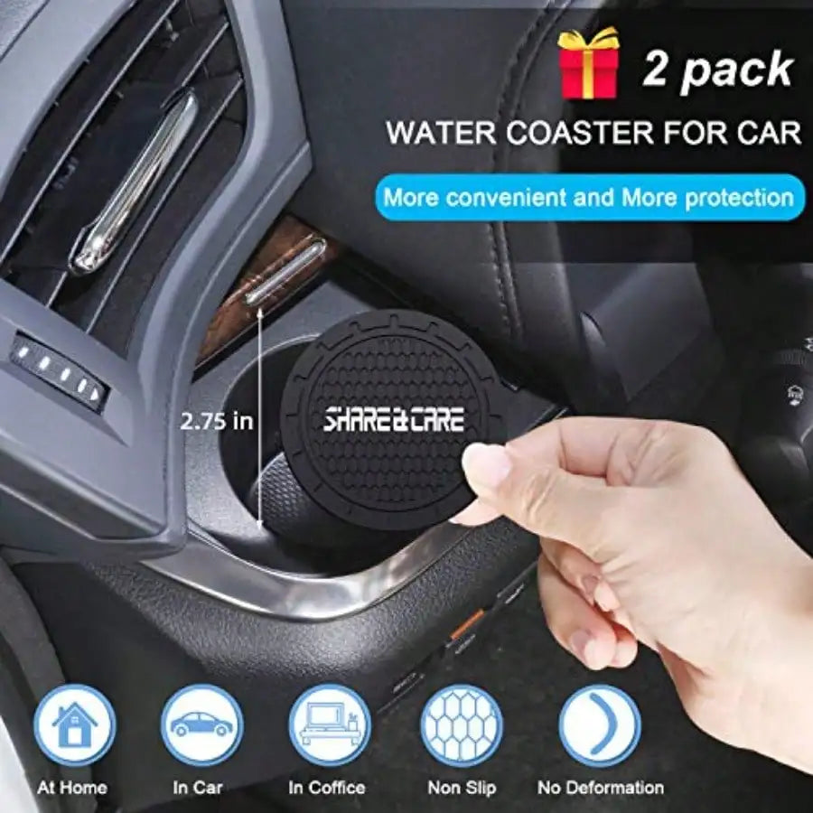 2-Piece License Plate Frame Set with 2 Car Cup Holder Coasters