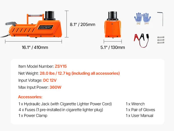 12V Adjustable Electric Scissor Jack with LED Light