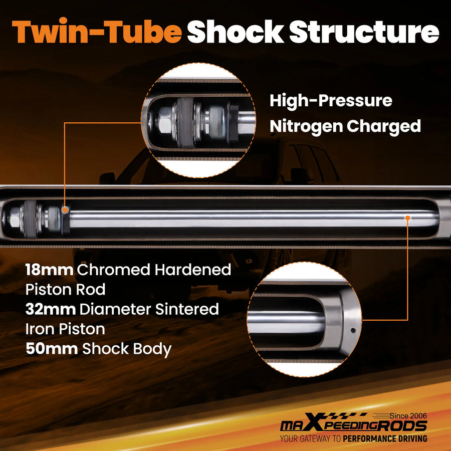 6-Inch-Drop Rear Shock Absorbers for 1988–1998 Chevrolet/GMC C1500
