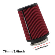 Universal High-Flow Cone Air Filter Kit, 3/3.5/4-Inch