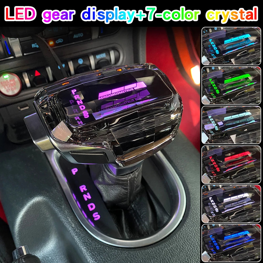 7-Color LED Crystal Gear Shift Knob for Ford Mustang 2015–2024