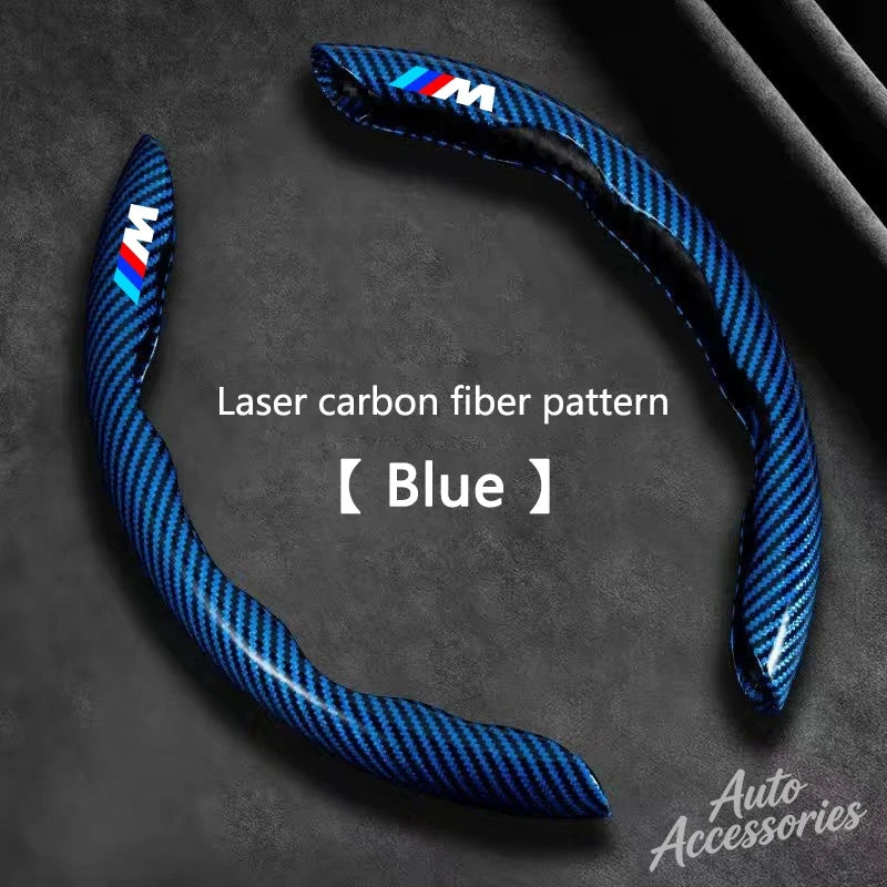 2-Piece M-Style Carbon-Fiber-Pattern Steering Wheel Cover