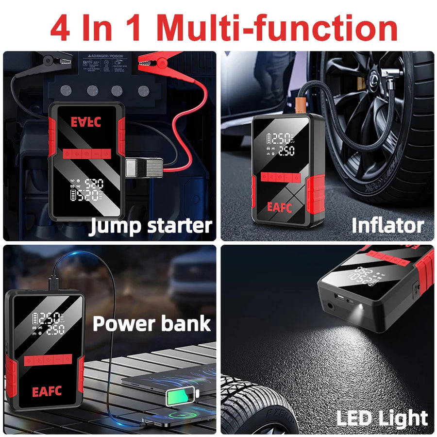 4-in-1 12V Car Jump Starter with 150 PSI Tire Inflator