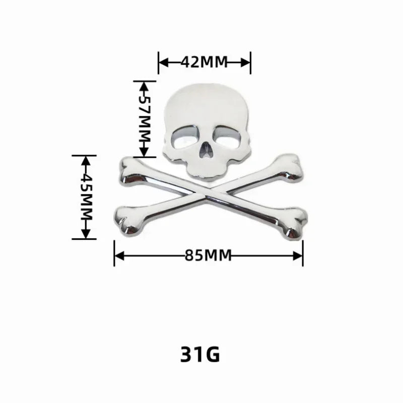 3D Metal Skull Skeleton Crossbones Car Motorcycle Sticker Truck Label Emblem Badge Decal Logo Car Styling