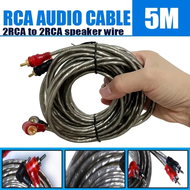 5m Pure-Copper 2-RCA Car Audio Signal Cable