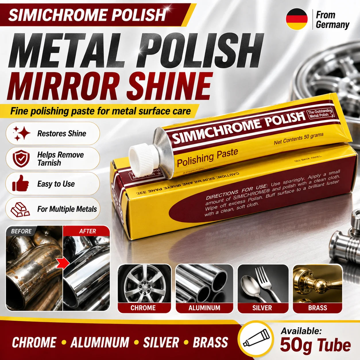 Simichrome Metal Polish Paste – 70 mL