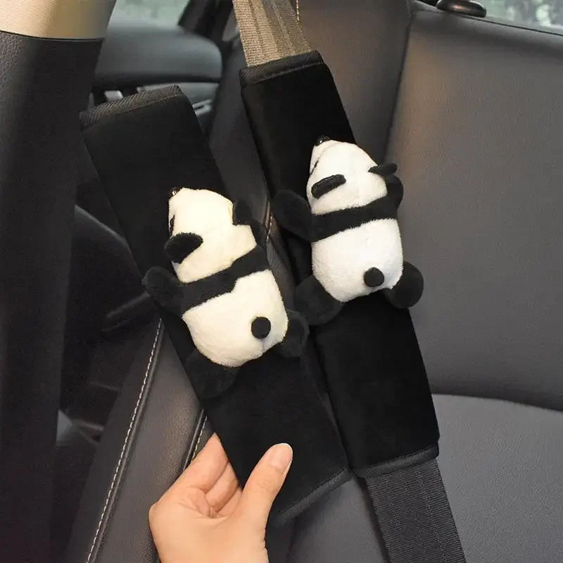 Automobile Safety Belt Decoration Cartoon Panda Safety Belt Shoulder Pad Plush Protector Pad for Kids Car