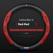 Anti-Slip Carbon Fiber-Look Leather Steering Wheel Cover for BMW