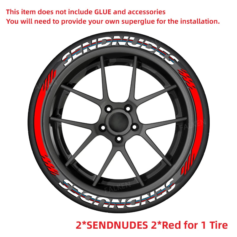 3D PVC Tire Letter Decal Set – White and Red Options