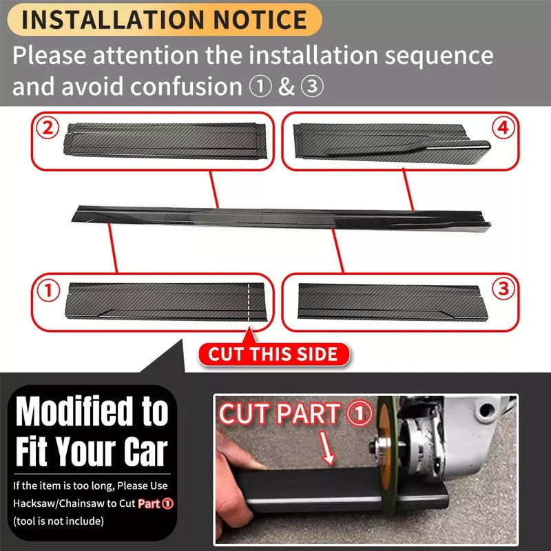 Side Skirt Extension Set for Volkswagen/Honda/Tesla Civic/Model 3/Golf