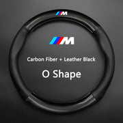 Anti-Slip Carbon Fiber Leather Steering Wheel Cover for BMW Vehicles