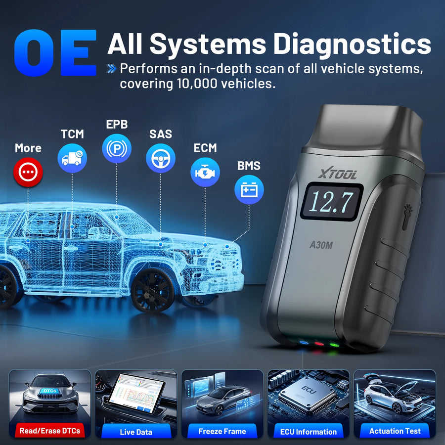 XTOOL A30M V2.0 Bidirectional OBD2 Scanner with 26 Service Functions