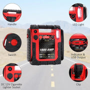 1800A 12V Car Jump Starter with 20,000mAh Power Bank and LED Light