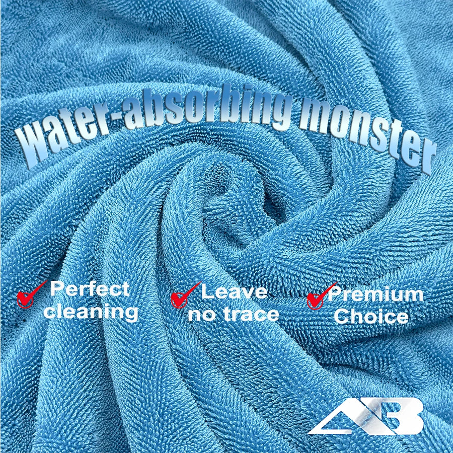 1300 GSM Gray & Blue Microfiber Car Drying Towel