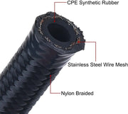 Universal AN8 Nylon & Stainless Steel Braided CPE Fuel Hose Oil Fuel Gas Line with CPE Fitting for Brake