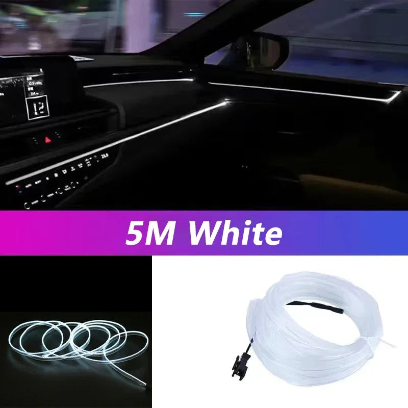 5M USB-Powered Flexible EL Wire Car Interior Neon Ambient Light Strip