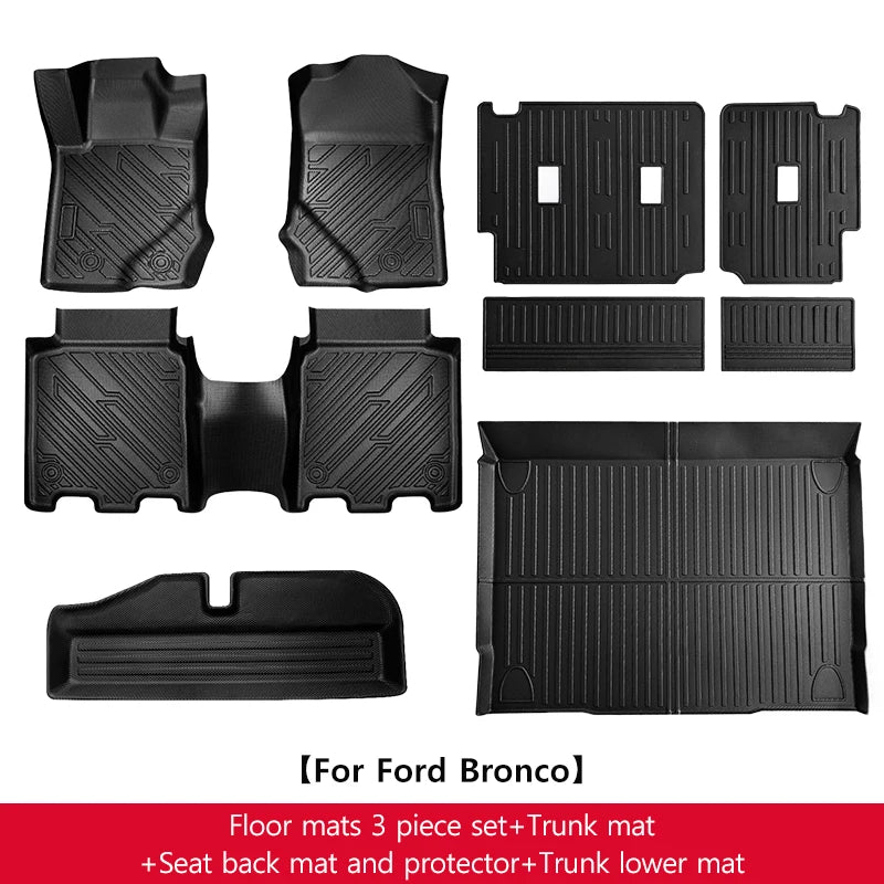 All-Weather Floor Mats and Cargo Liner Set for Ford Bronco 2021 2025 Left Hand Drive Waterproof