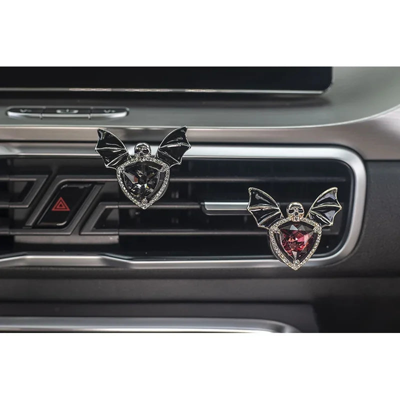 1pc Car Vent Clip Bat Skull Shape Rhinestone Decor Car Air Vent Clip Car Air Freshener